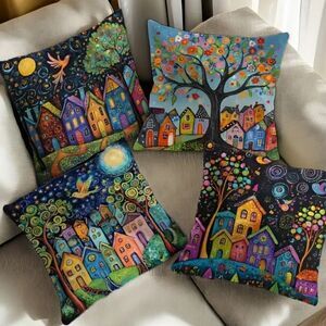 Colorful Artistic 4pc. Pillow Covers Set
